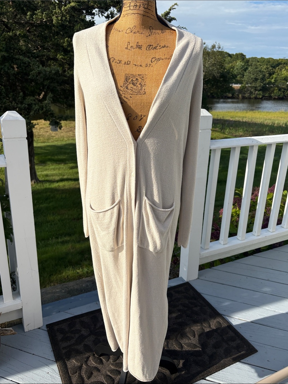 Barefoot Dreams Cozychic Ultra Lite Long Cream Knit Robe Cardigan Size S